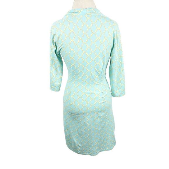 J. McLaughlin Blue Gold Scroll Print Catalina Cloth Wrap Panama Dress Size S - Picture 5 of 10